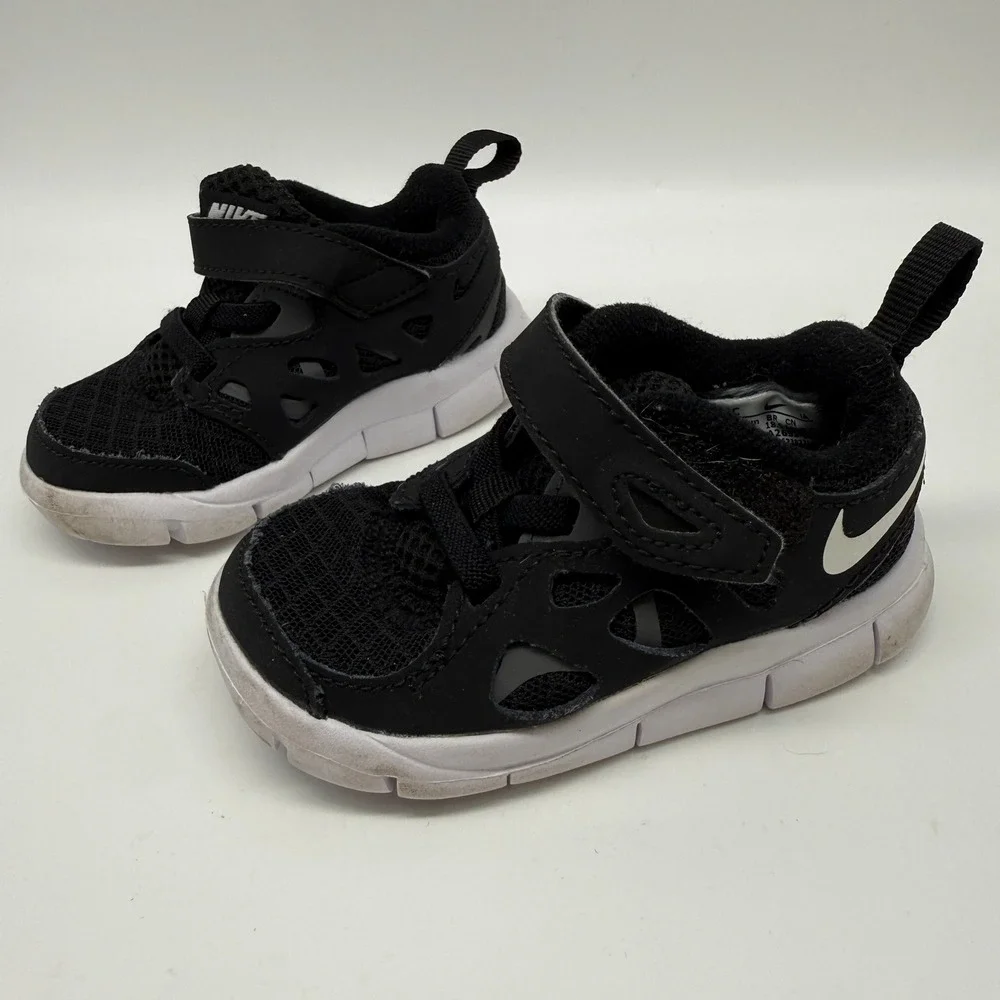 Nike Sneakers Toddler 4C Black Boys Tennis Shoes Mesh Hook Loop DA2692-004